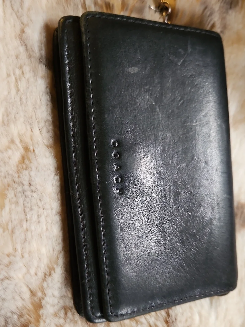 COACH Leather ID/Cards Wallet, Rich Black, UNISEX VTG/EUC